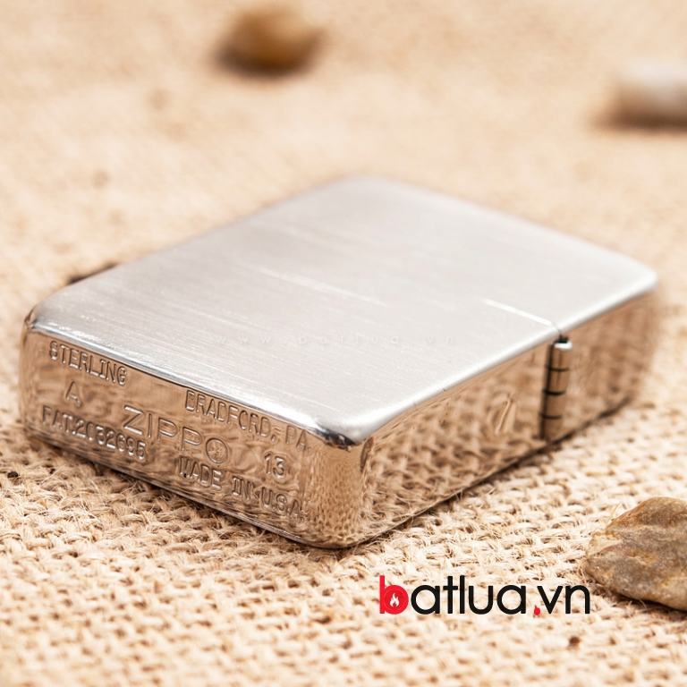 Bật lửa Zippo chính hãng bạc nguyên khối trải xước 1941